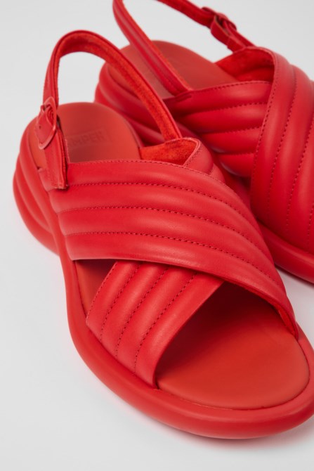 Spiro Red Leather Sandals For Women Camper New Arrivals