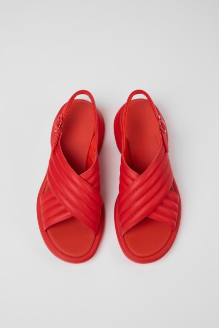 Spiro Red Leather Sandals For Women Camper New Arrivals