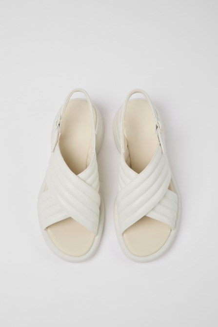 Camper Design Spiro White Leather Sandals For Women