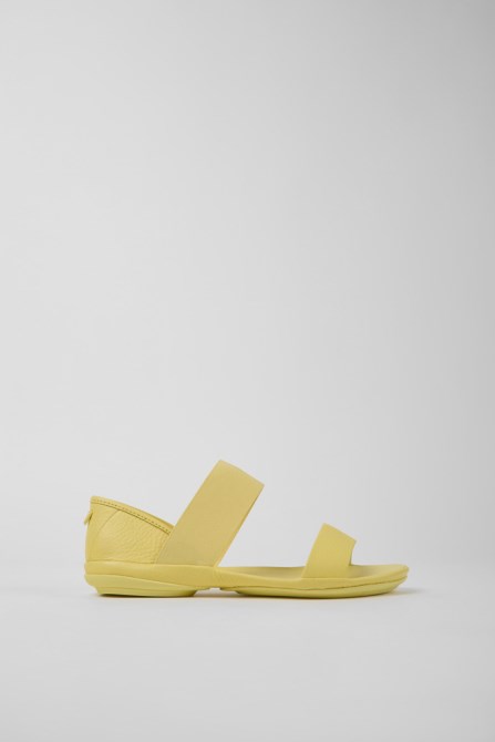 Design Right Yellow Leather Sandals For Women Camper