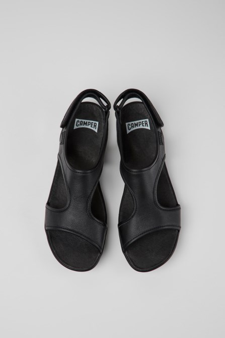 Camper Design Right Black Leather Sandals For Women