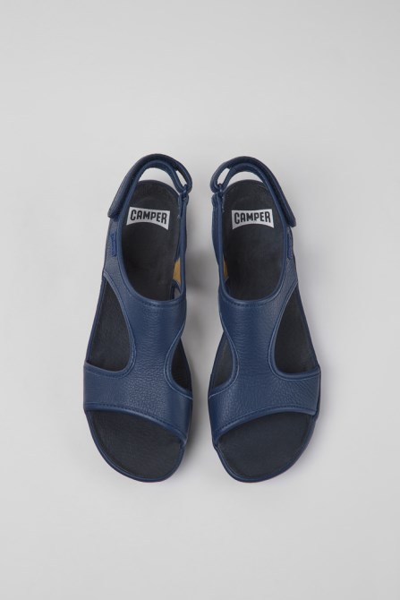 Right Dark Blue Leather Sandals For Women Camper New Arrivals