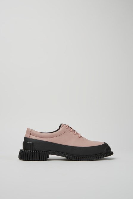 Camper Design Pix Pink And Black Leather Lace-Up Shoes For Women
