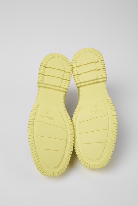 Design Pix Black And Yellow Leather Lace-Up Shoes For Women Camper