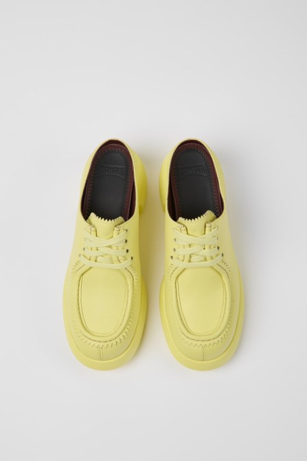 Design Thelma Yellow Leather Mules For Women Camper