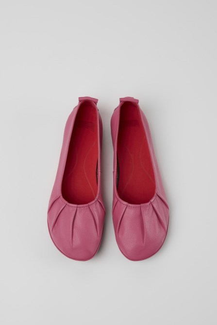 Right Pink Leather Ballerina Flats For Women Camper New Arrivals