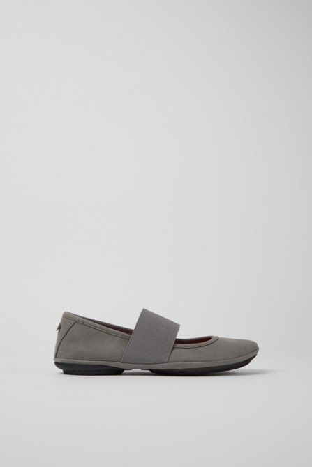 Camper Design Right Gray Nubuck Ballerina Flats For Women
