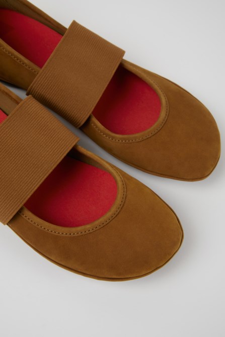 Right Brown Nubuck Ballerina Flats For Women Exclusive Camper