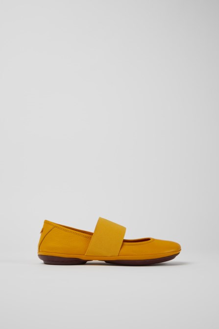 Right Yellow Leather Ballerina Flats For Women Exclusive Camper