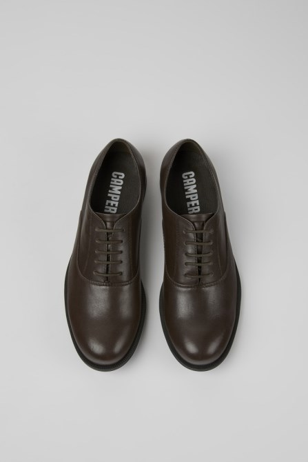 Mil Brown Leather Shoes For Women Exclusive Camper