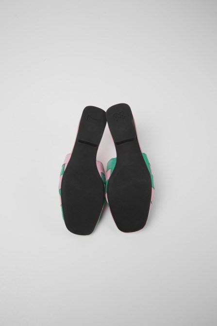 Camper Design Twins Pink And Green Leather Shoes For Women
