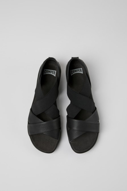 Camper Right Black Leather Sandals For Women New Arrivals