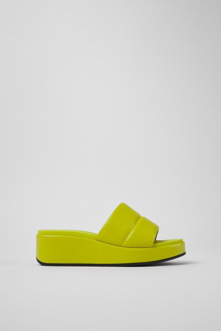 Camper Design Misia Green Leather Sandals For Women