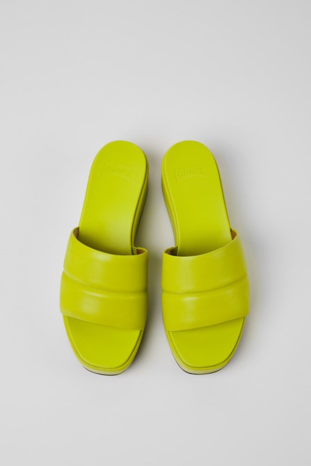 Camper Design Misia Green Leather Sandals For Women