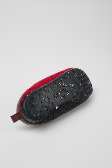 Twins Gray Red And Burgundy Wool Slippers For Women Exclusive Camper