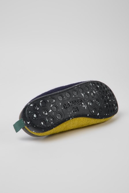 Exclusive Camper Twins Blue Yellow And Green Wool Slippers For Women
