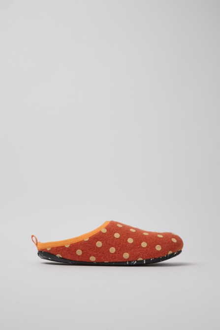 Design Wabi Orange And Brown Wool Women's Slippers Camper