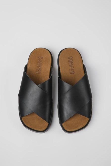 Camper Brutus Sandal Black Leather Sandals For Men New Arrivals