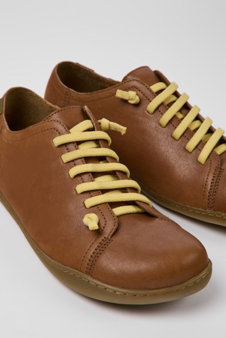 Camper Design Peu Brown Leather Shoes For Men