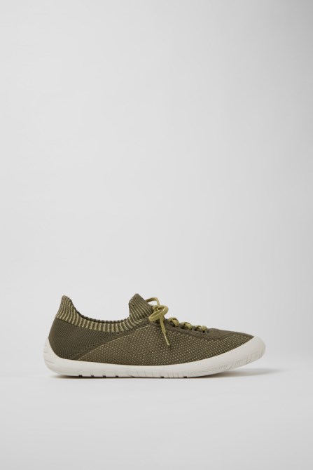 Exclusive Camper Path Green And Yellow Textile Sneakers For Men