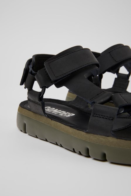 Camper Design Oruga Black Leather Sandals For Men