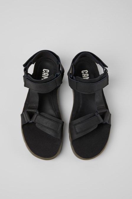 Camper Design Oruga Black Leather Sandals For Men