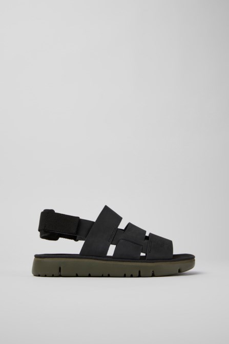 Oruga Black Leather And Textile Sandals For Men Camper New Arrivals