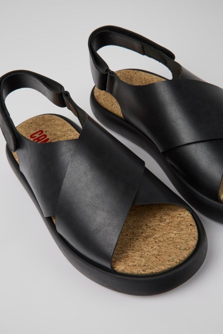 Pelotas Flota Black Leather Sandals For Men Exclusive Camper
