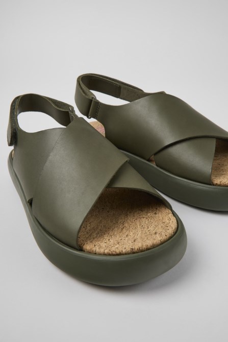 Camper Design Pelotas Flota Green Leather Sandals For Men