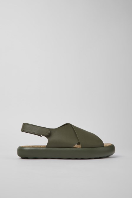 Camper Design Pelotas Flota Green Leather Sandals For Men