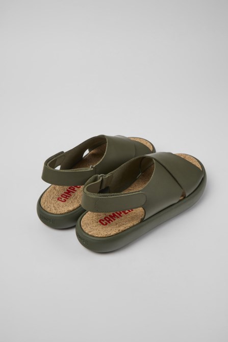 Camper Design Pelotas Flota Green Leather Sandals For Men