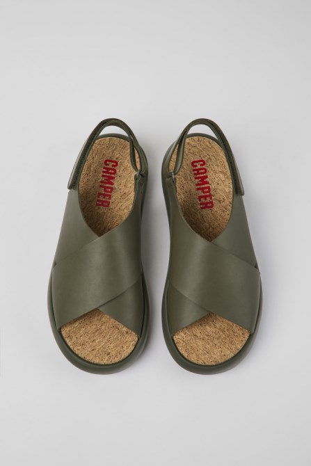 Camper Design Pelotas Flota Green Leather Sandals For Men