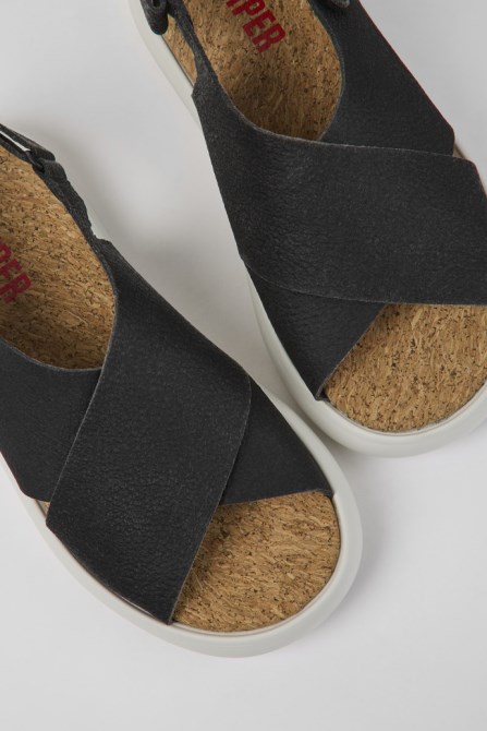 Exclusive Camper Pelotas Flota Black And White Leather Sandals For Men