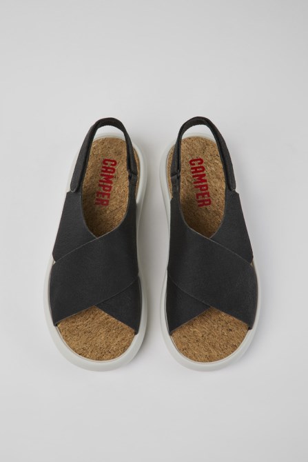 Exclusive Camper Pelotas Flota Black And White Leather Sandals For Men