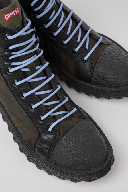 Camper Ground Green Textile And Leather Ankle Boots For Men New Arrivals