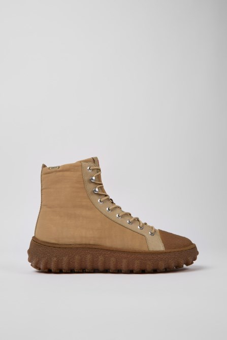 Ground Beige Textile And Leather Ankle Boots For Men Camper New Arrivals