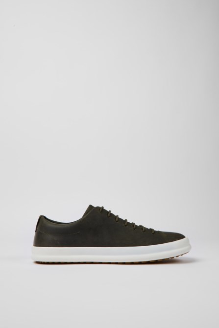 Design Chasis Dark Green Leather Shoes For Men Camper