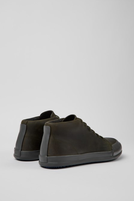 Chasis Dark Green Leather Ankle Boots For Men Exclusive Camper