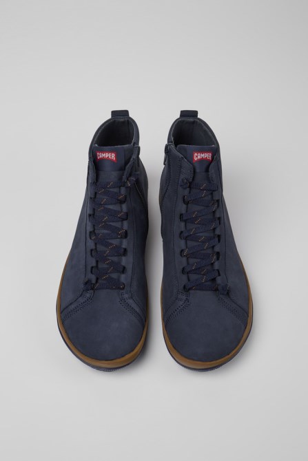 Exclusive Camper Peu Pista Gore-Tex Blue Nubuck Ankle Boots For Men