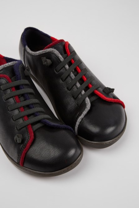 Design Twins Black Leather And Wool Shoes For Men Camper