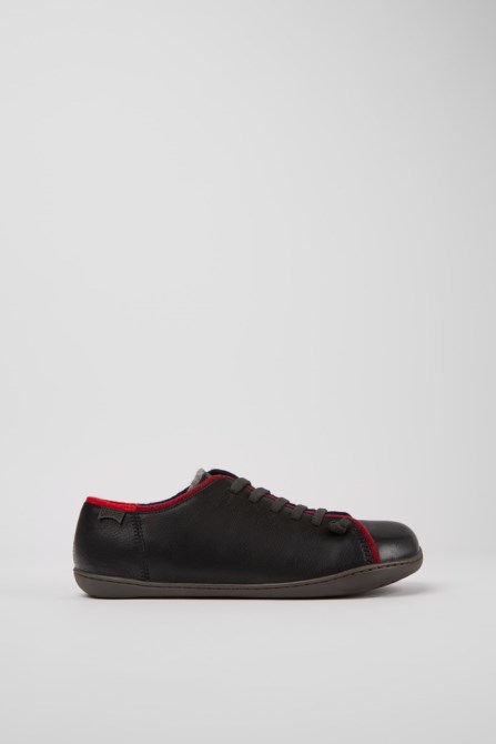 Design Twins Black Leather And Wool Shoes For Men Camper
