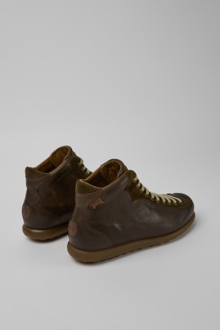 Camper Pelotas Dark Brown Leather Ankle Boots For Men New Arrivals