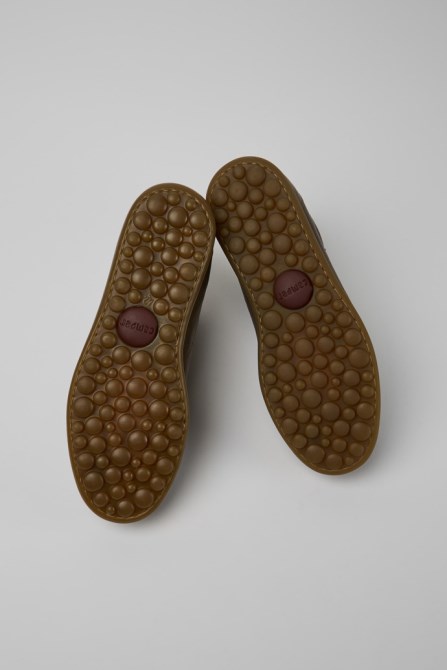 Camper Pelotas Dark Brown Leather Ankle Boots For Men New Arrivals