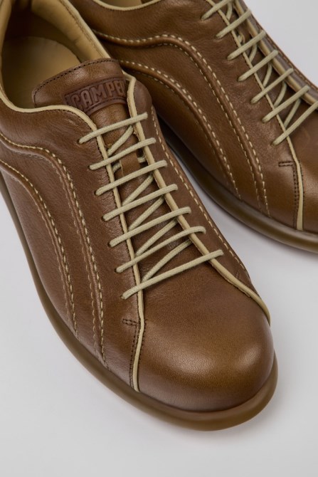 Pelotas Brown Leather Sneakers For Men Camper New Arrivals