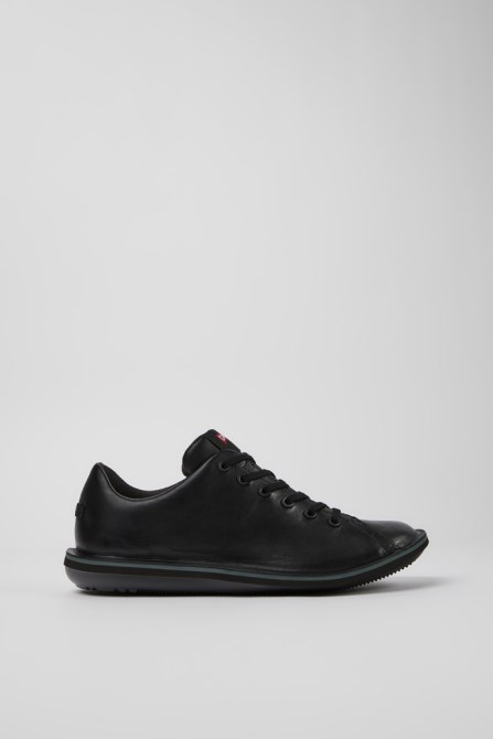 Design Beetle Black Leather Shoes For Men Camper