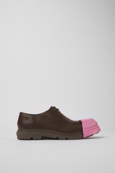 Design Junction Brown Leather Shoes For Men Camper