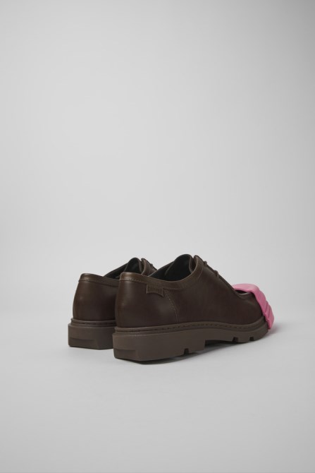 Design Junction Brown Leather Shoes For Men Camper
