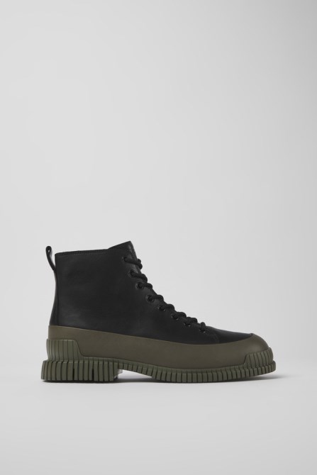 Camper Design Pix Black And Green Leather Ankle Boots For Men