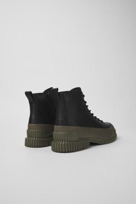 Camper Design Pix Black And Green Leather Ankle Boots For Men