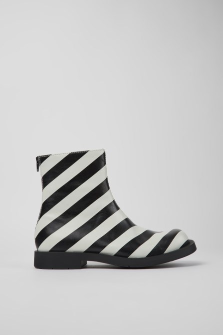 Mil 1978 Black And White Leather Ankle Boots For Men Exclusive Camper